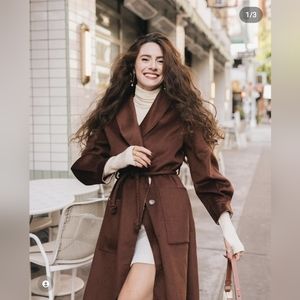 Petite Studio Ainsley Reversible Wool Coat - Beige & Mocha Size S